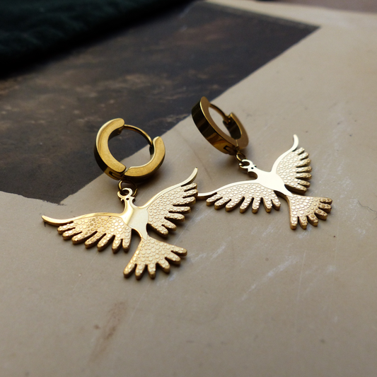 Goldener Vogel im Flug Ohrringe