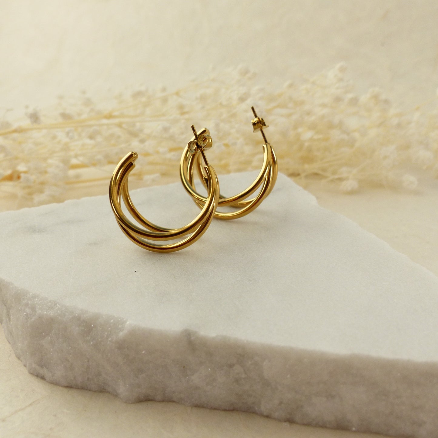 Goldene Dreiring-Creolen