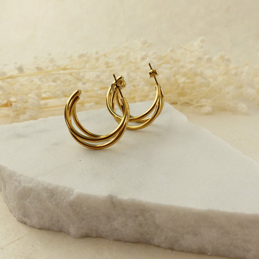 Goldene Dreiring-Creolen