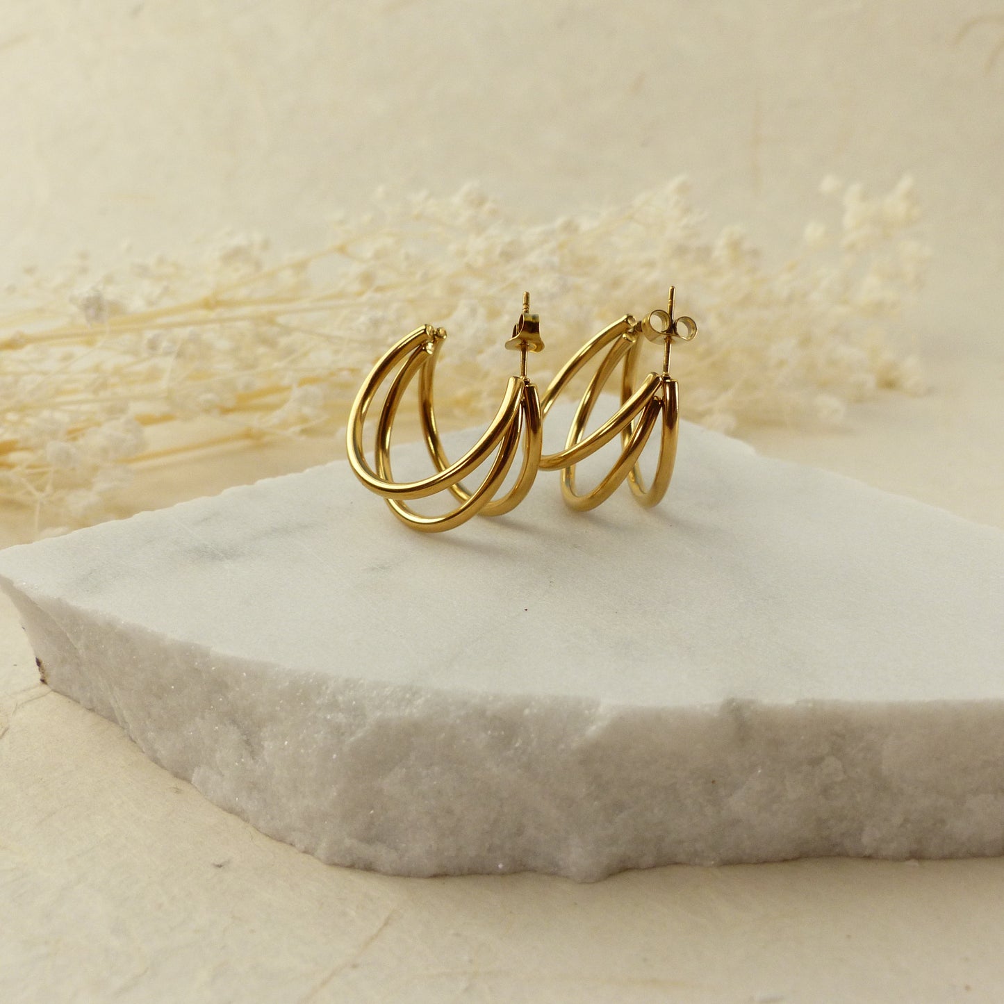 Goldene Dreiring-Creolen