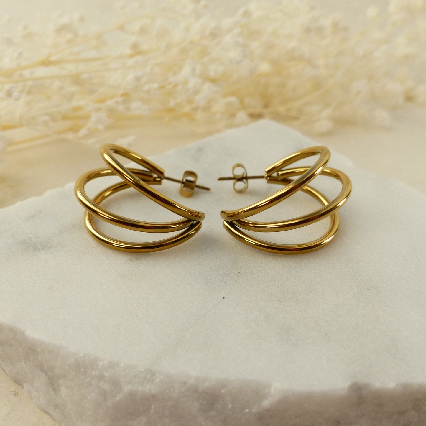 Goldene Dreiring-Creolen
