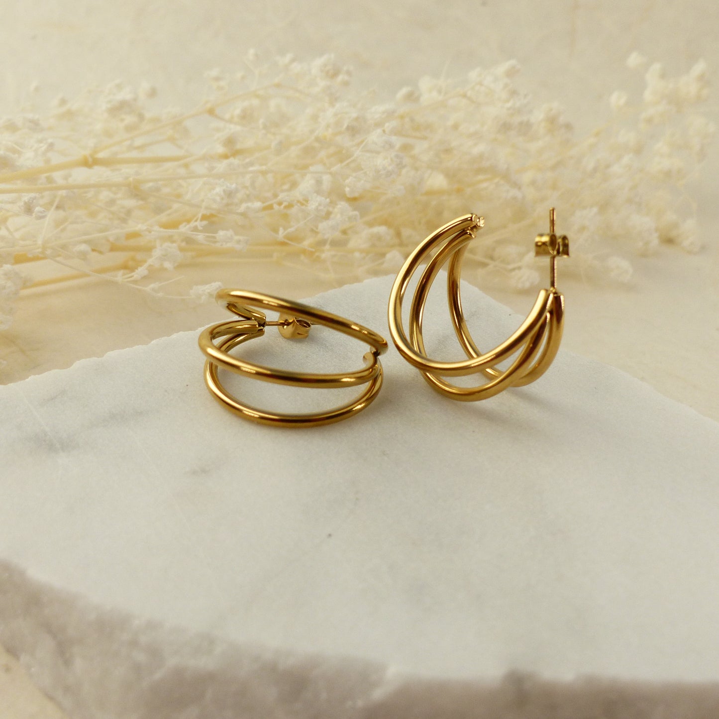 Goldene Dreiring-Creolen