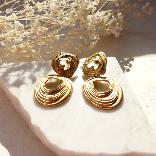 Statement Ohrringe Doppelring Gold Retro