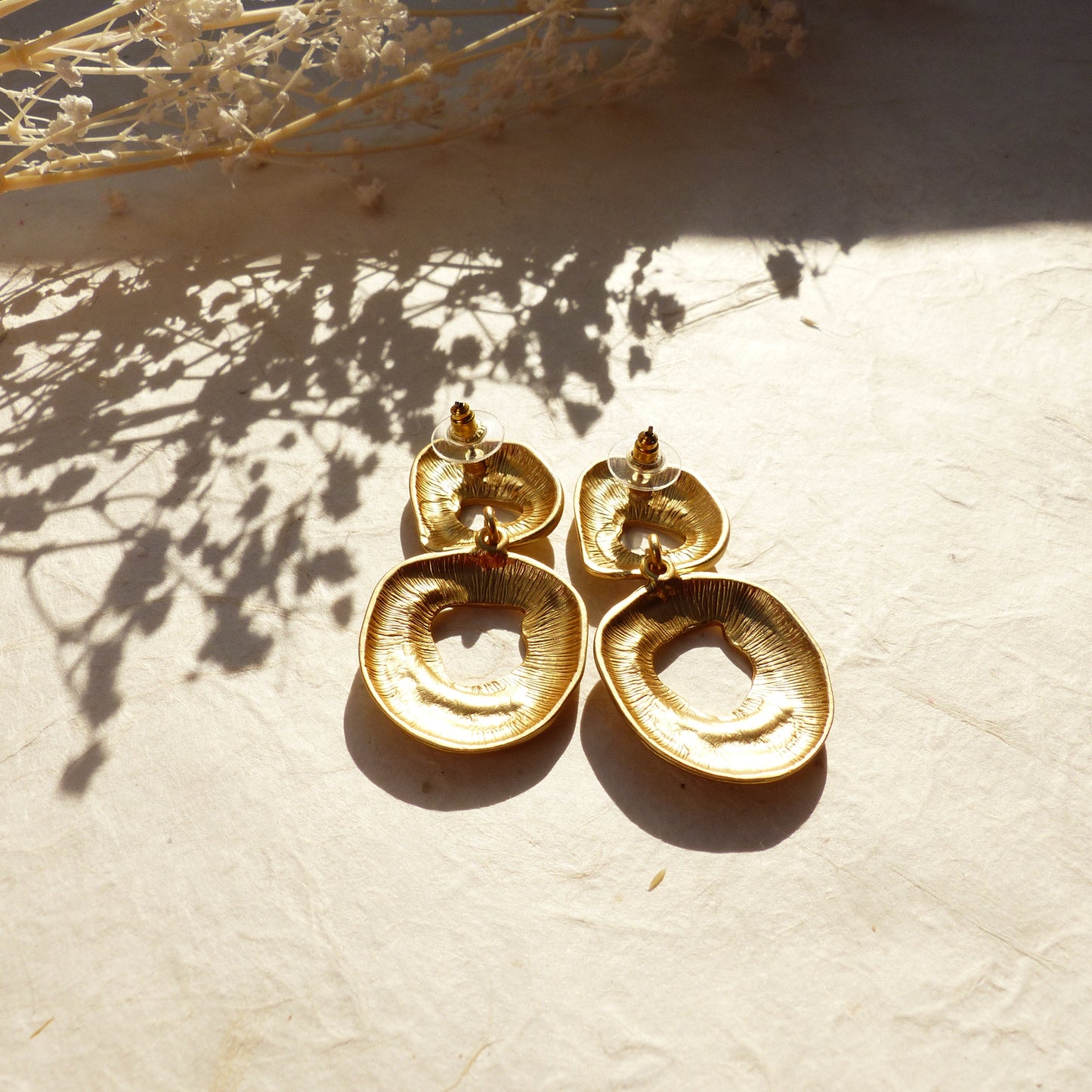 Statement Ohrringe Doppelring Gold Retro