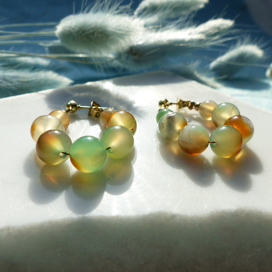 Ohrringe mit Achatperlen und Edelstahlsteckern