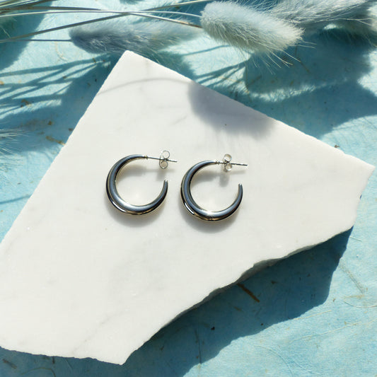 C-Shape Silber-Creolen aus Edelstahl