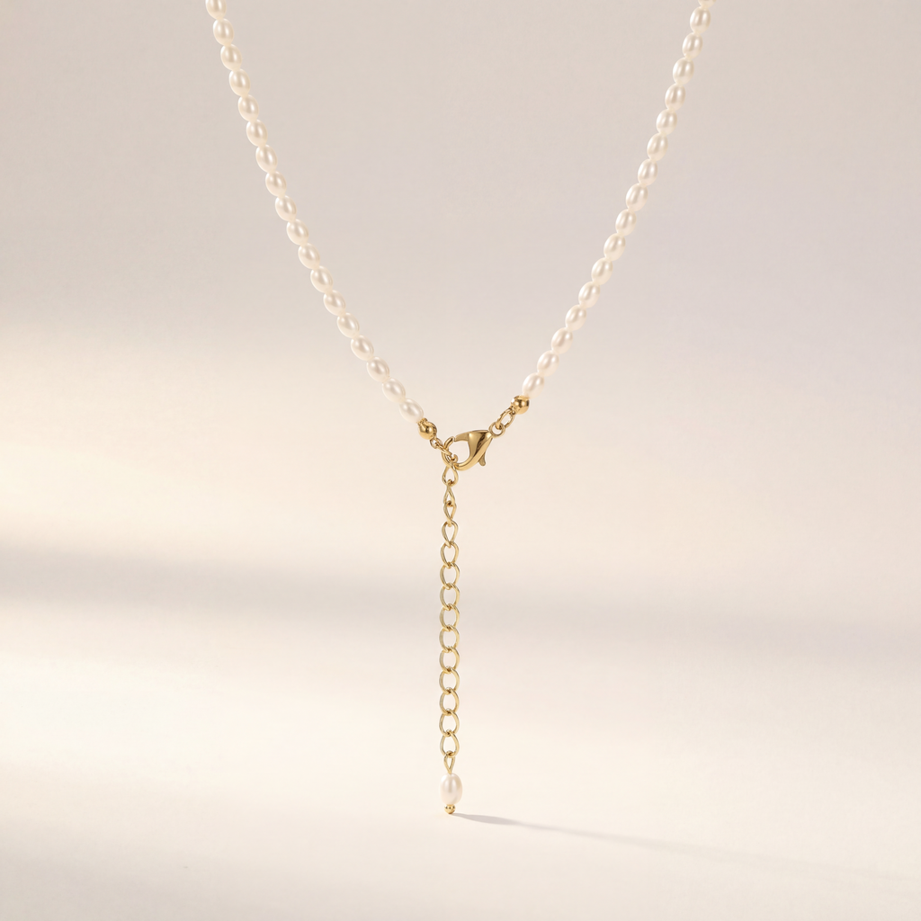 Weiße Perlenkette Choker