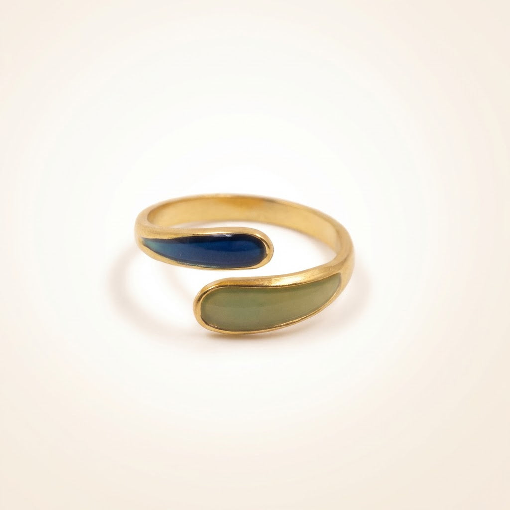 Blau Grüner Farbtropfen Ring