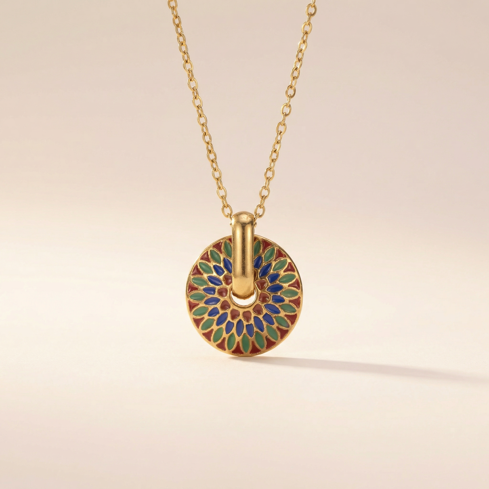 Floral Coin Emaille Kette
