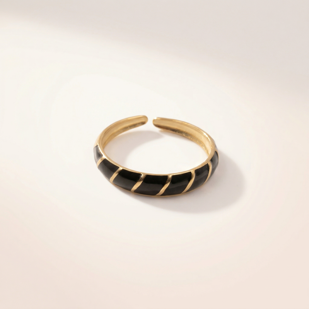 Schwarz Gold Gedrehter Ring