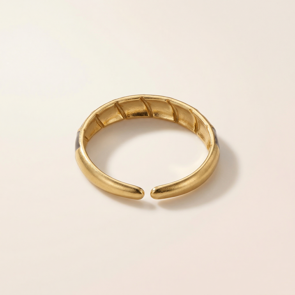 Schwarz Gold Gedrehter Ring