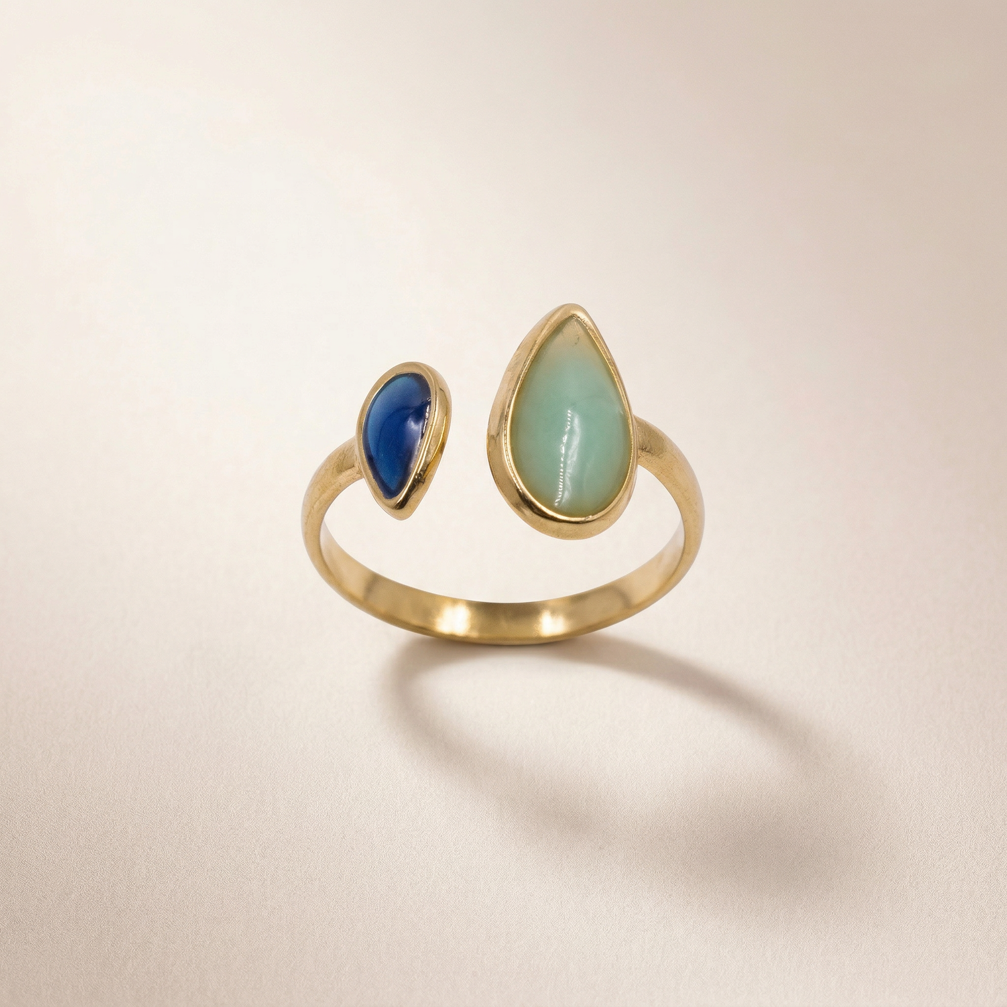 Grüner & Blauer Tropfen Ring