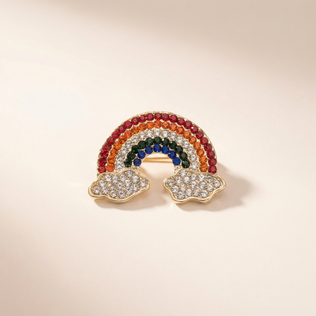 Regenbogen Strass Brosche