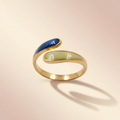 Blau Grüner Farbtropfen Ring