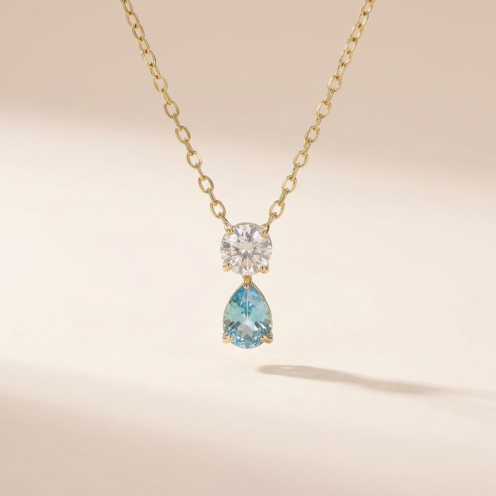 Blauer Kristalltropfen Kette