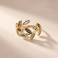 Abalone Blätterzweig Ring