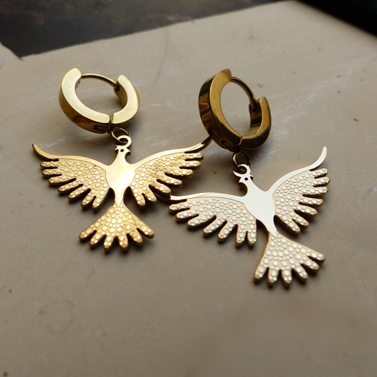 Goldener Vogel im Flug Ohrringe