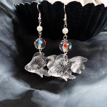 Transparente Fisch Ohrhänger 90er Jahre