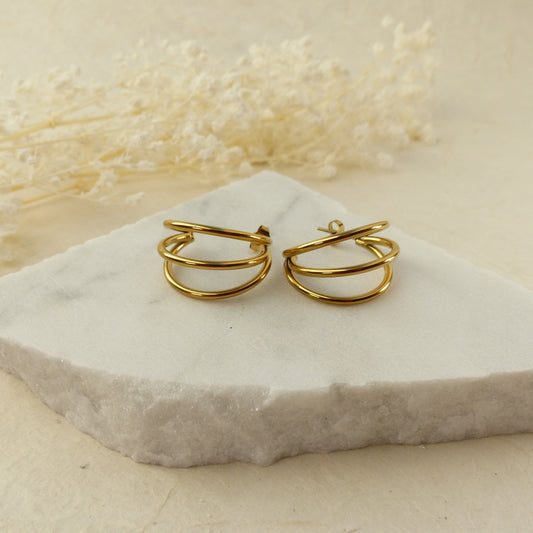 Goldene Dreiring-Creolen