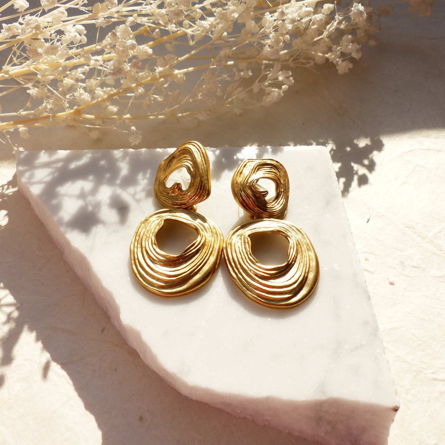 Statement Ohrringe Doppelring Gold Retro