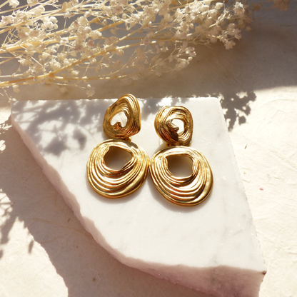 Statement Ohrringe Doppelring Gold Retro
