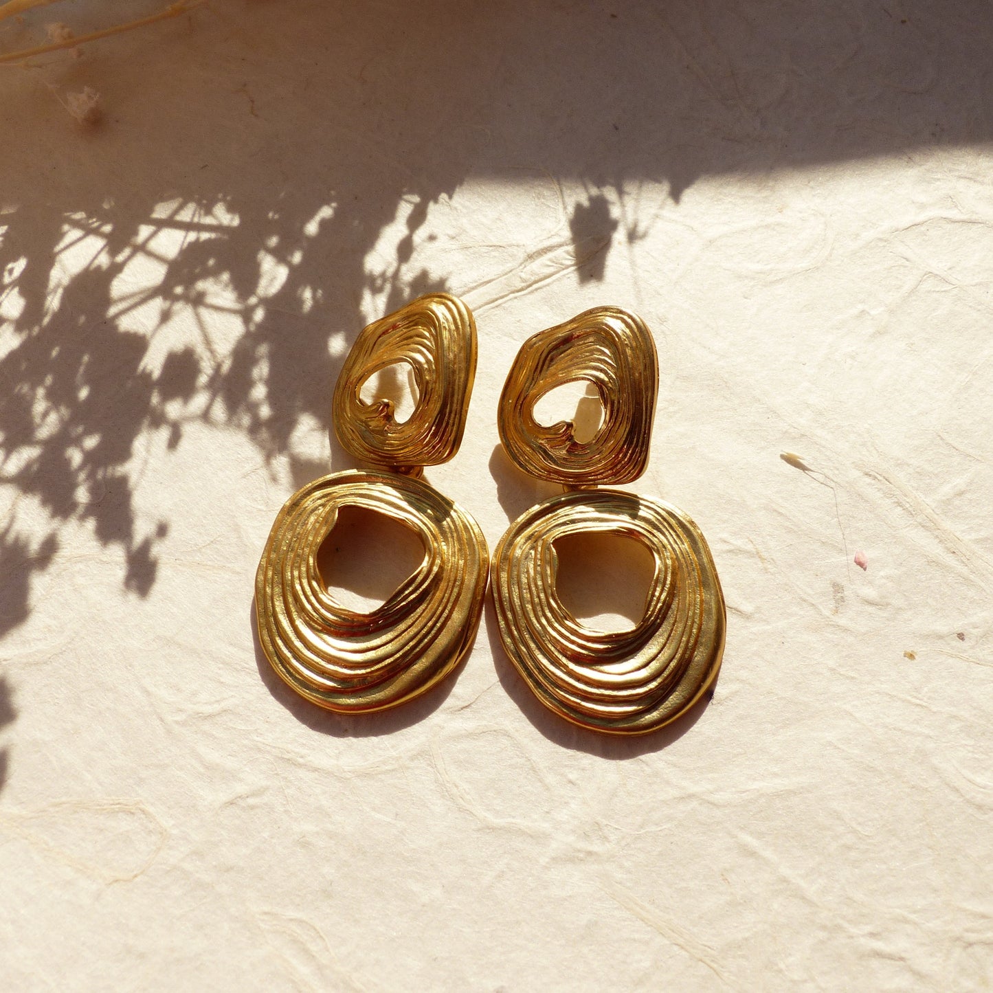 Statement Ohrringe Doppelring Gold Retro