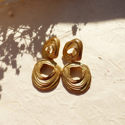 Statement Ohrringe Doppelring Gold Retro