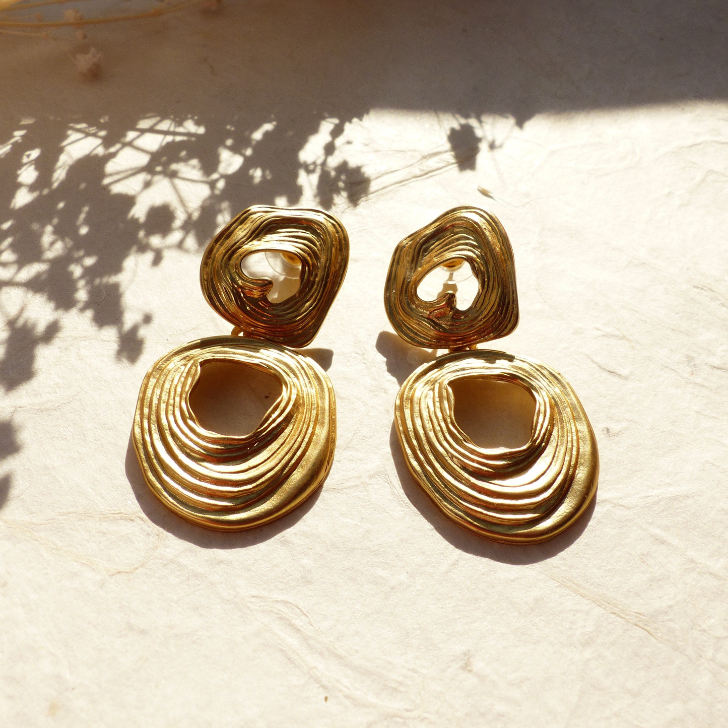 Statement Ohrringe Doppelring Gold Retro