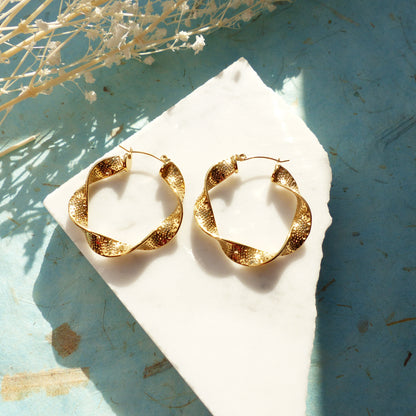 Vintage Twist-Reifen mit Glitzereffekt aus vergoldetem Edelstahl