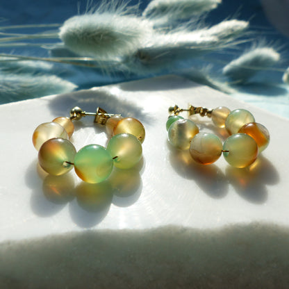 Ohrringe mit Achatperlen und Edelstahlsteckern