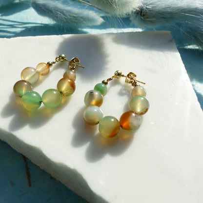 Ohrringe mit Achatperlen und Edelstahlsteckern