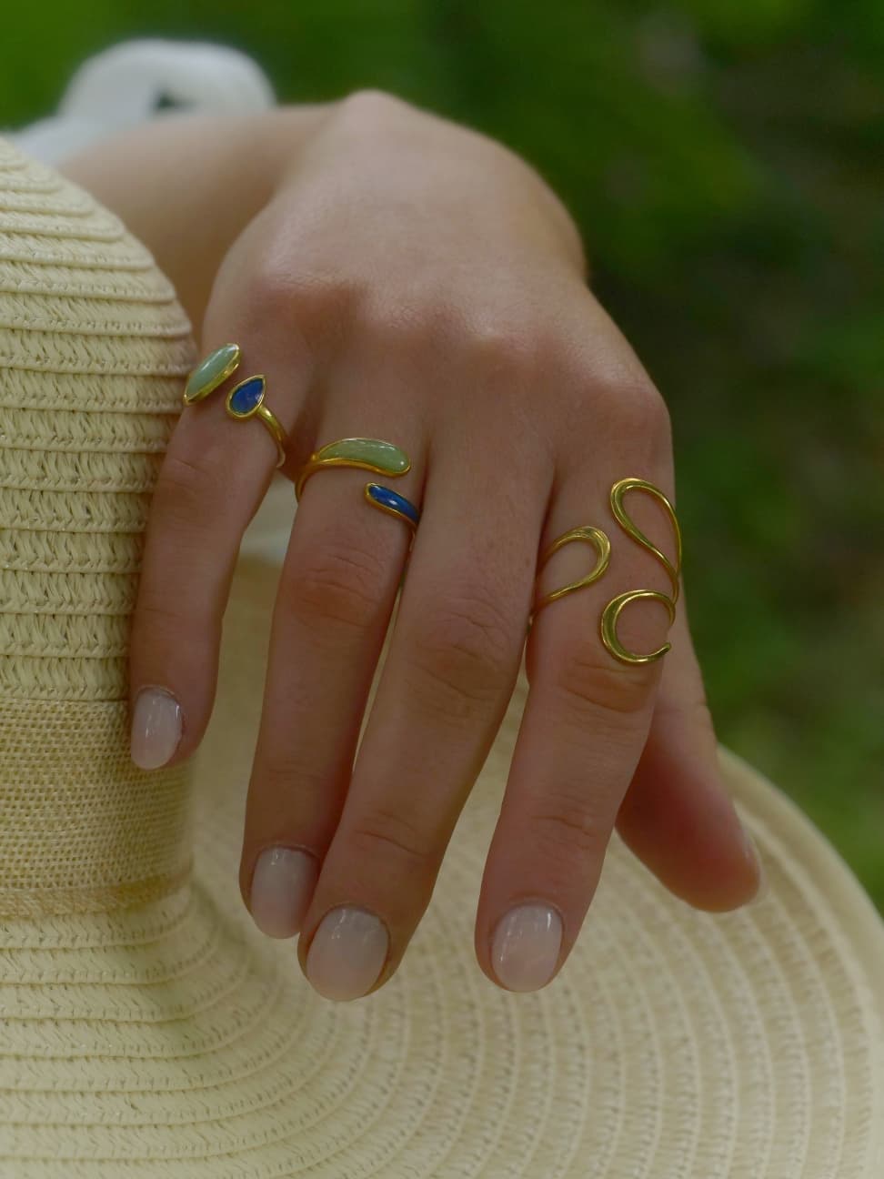 Grüner & Blauer Tropfen Ring